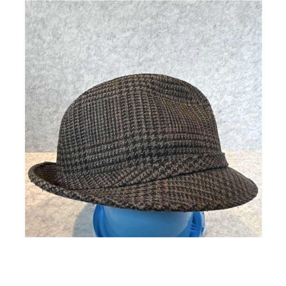 London Fog Vintage Fedora Hat Large 7 1/4-7 1/2 Gray Black Brown Made USA Union